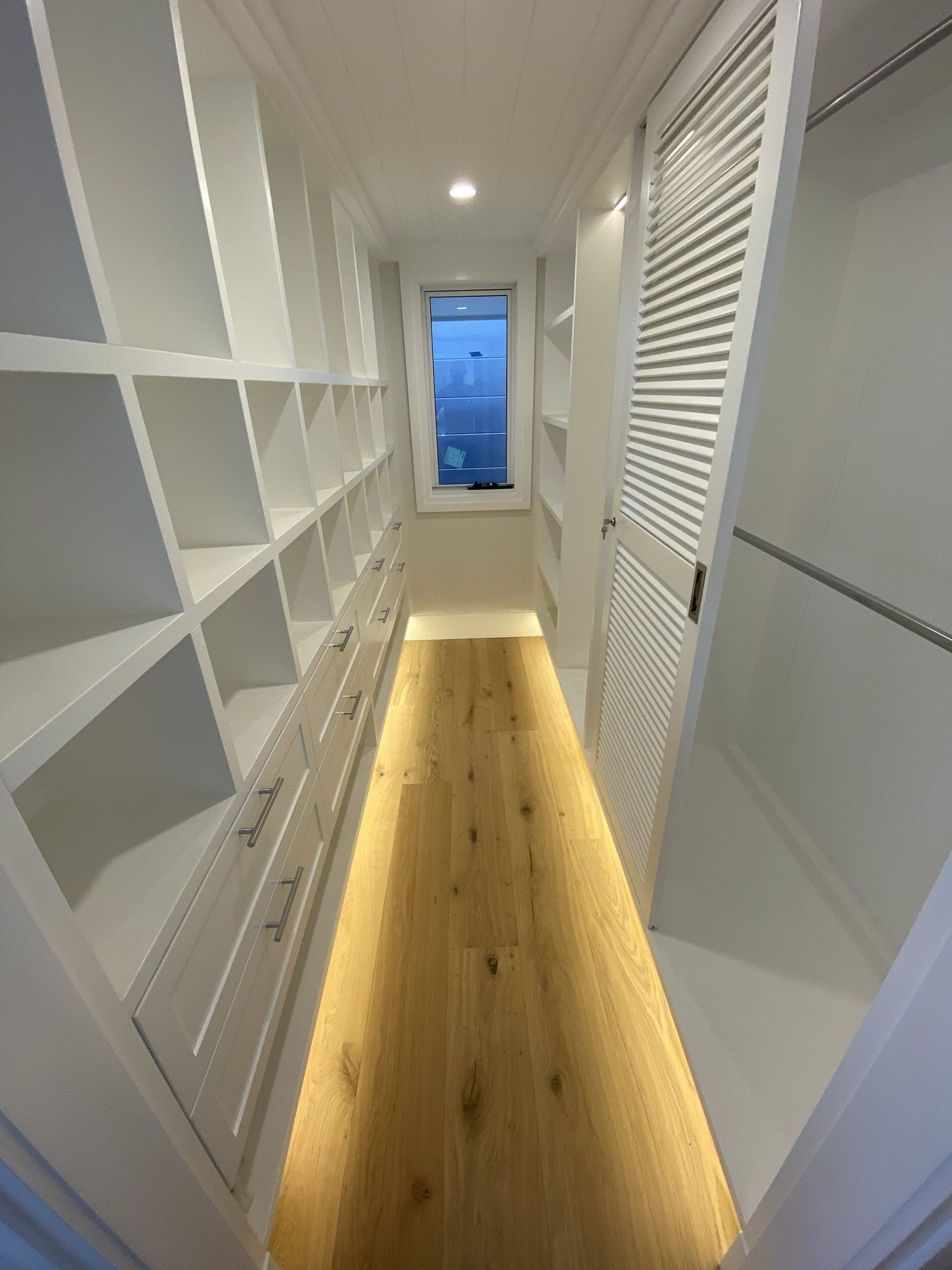 Walk-in robe joinery finish