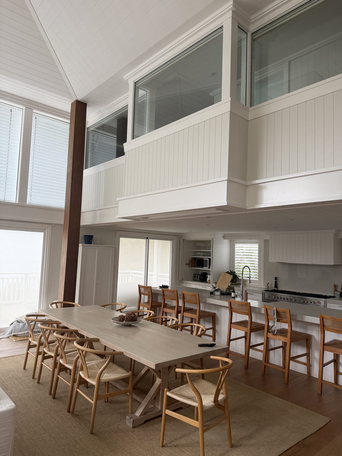Open living and ceiling finish